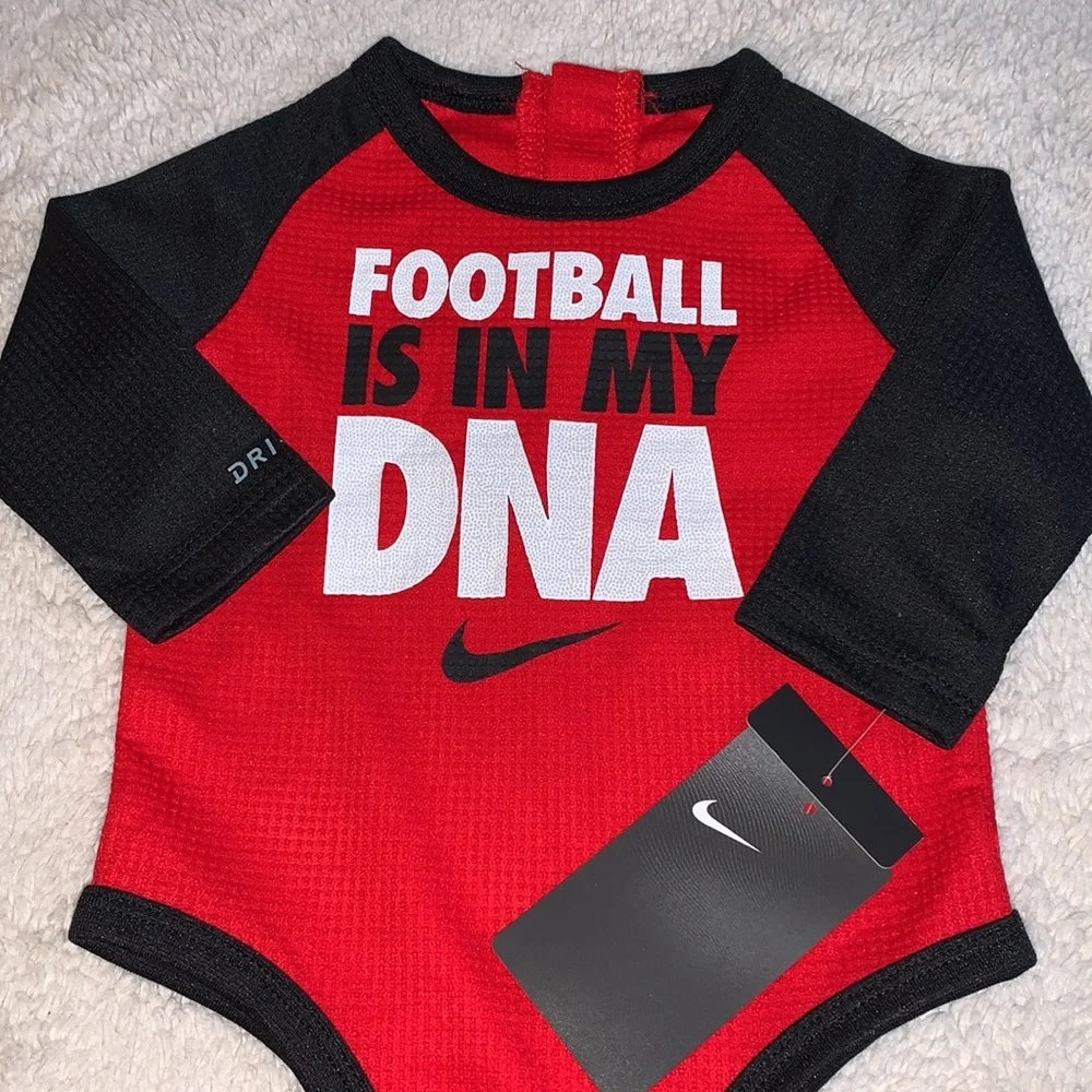 NWT Nike Baby 6M Bodysuit Onesie Football Red Black
